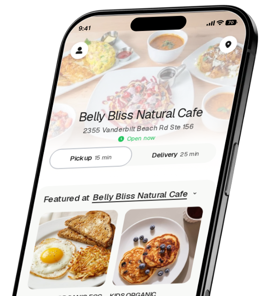 Belly Bliss Natural Cafe app preview